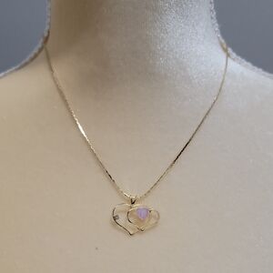 Gold Heart Necklace with Pink Accent